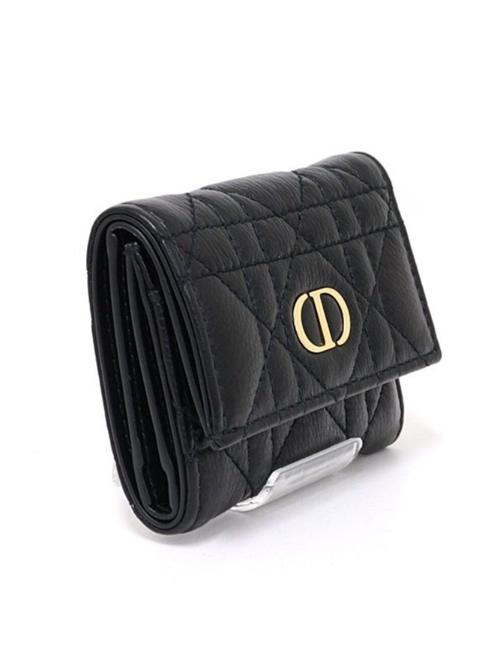 Dior Caro Veronia Wallet Trifold Mini Cannage Calfskin Black - Picture 2 of 6